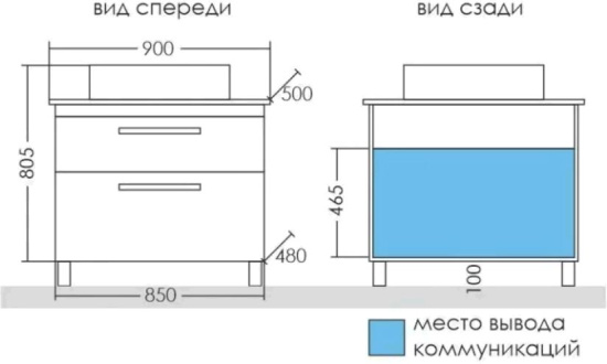Тумба с раковиной СанТа Нептун 90 напольная, со столешницей
