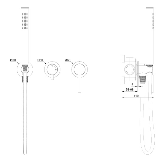 Смеситель для душа Wonzon & Woghand Stick WW-838017-CR