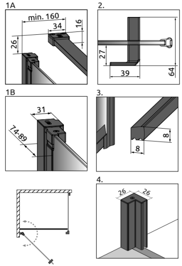 Душевой уголок Radaway Nes Black KDJ I Factory 80x70 L