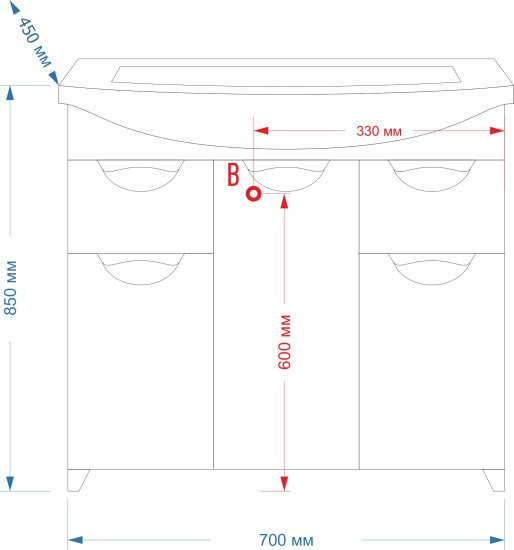 Мебель для ванной Misty Лаванда 70 с ящиками