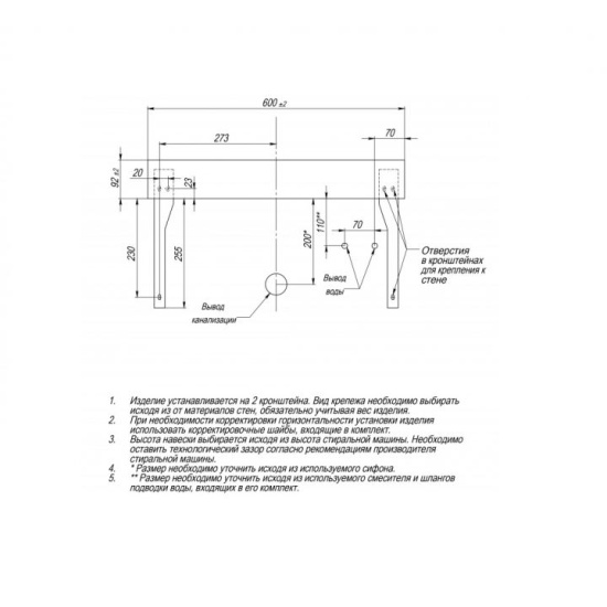 Раковина над стиральной машиной Санта Луна 900103 60х60