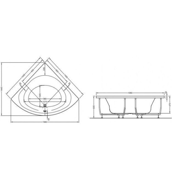 Акриловая ванна Vitra Optiset 140x140