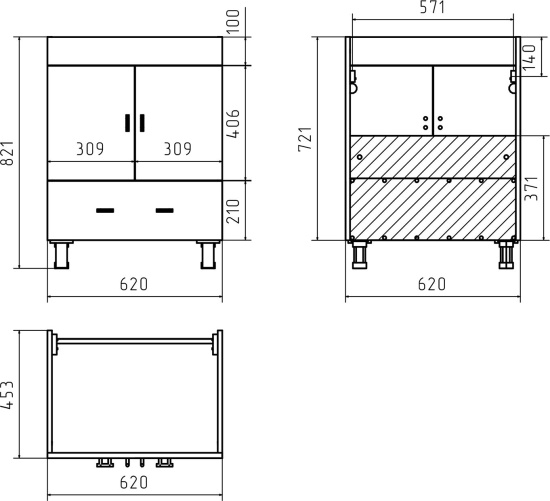 Тумба с раковиной Misty Дива 65 белая