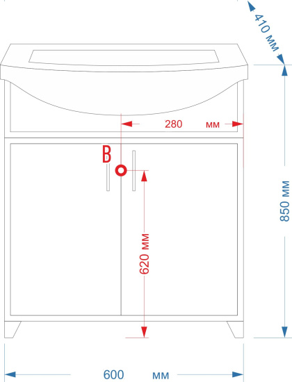 Тумба с раковиной Misty Лада 60