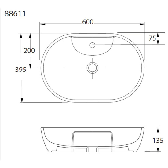 Накладная раковина beWash Bogen 88611101