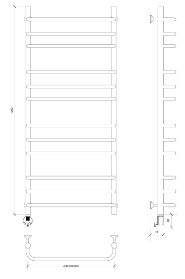 Полотенцесушитель электрический Secado Мерида 3 120/60 L, хром