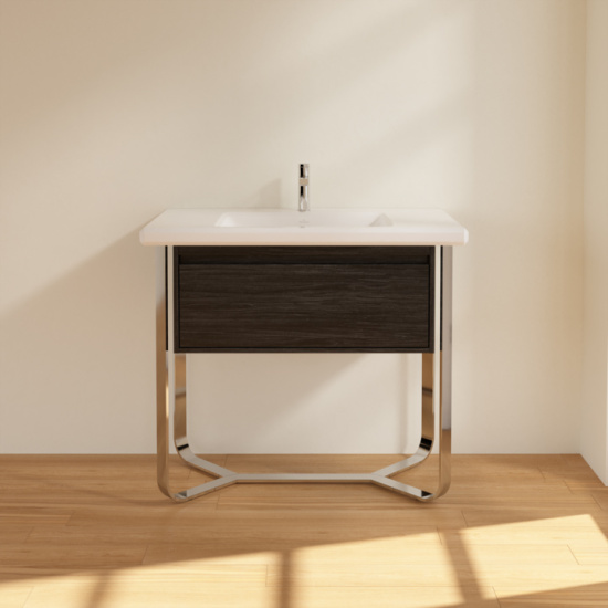 Мебель для ванной Villeroy & Boch Antheus black ash, с подставкой из глянцевой стали