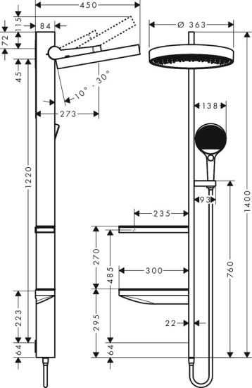 Душевая стойка Hansgrohe Rainfinity 26842700