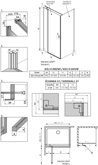 Душевой уголок Radaway Nes KDJ II 90x80 L