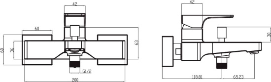 Смеситель для ванны Villeroy & Boch Architectura Square TVT12500100061