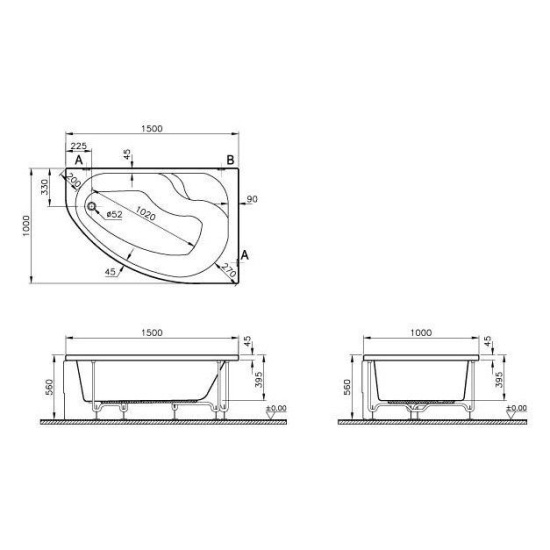 Акриловая ванна Vitra Nysa 150x100 см R