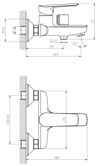 Смеситель для ванны Esko Lagos LG54GM