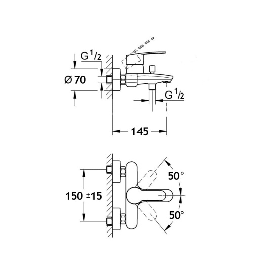 Смеситель для ванны AQUAme Prato AQMP6122