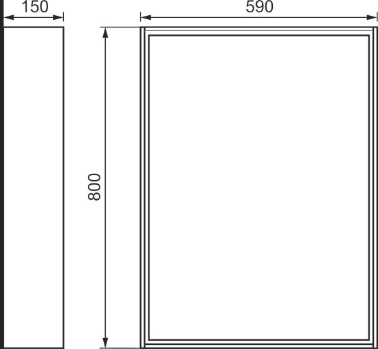 Зеркало-шкаф Raval Frame 60 дуб трюфель, с подсветкой