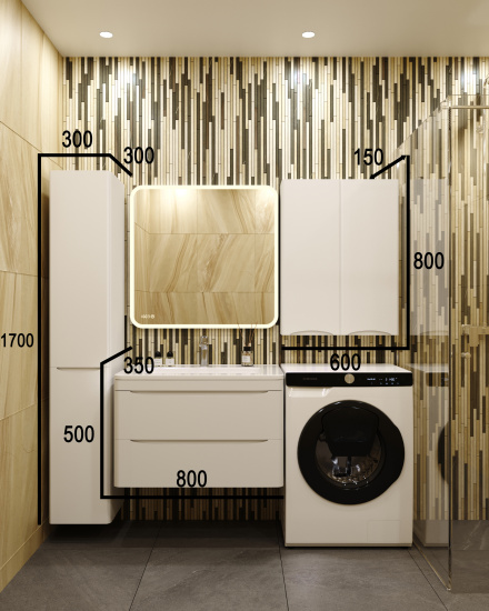 Тумба с раковиной Style Line Бергамо мини 80 2 ящика Люкс антискрейтч белая, Plus подвесная