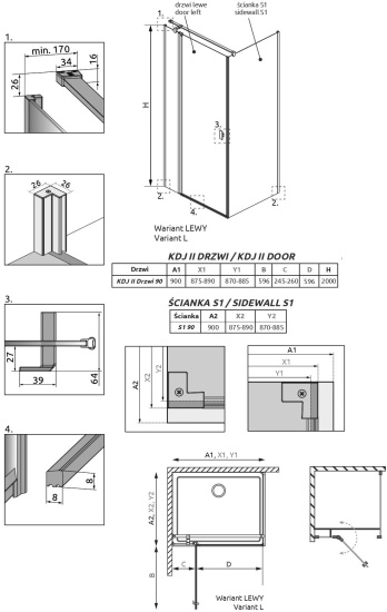 Душевой уголок Radaway Nes KDJ II 90x90 L
