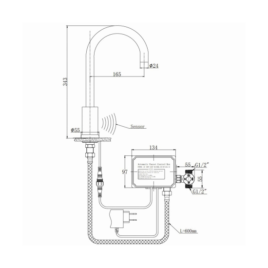 Смеситель для кухни Raiber Sensor RSF88198 сенсорный, хром