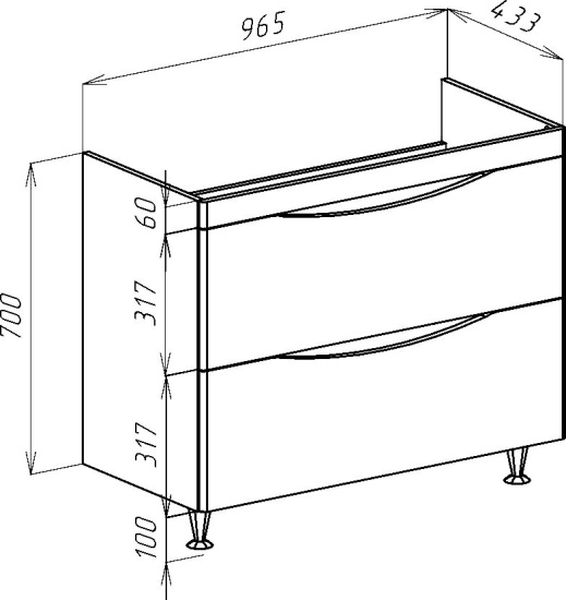 Тумба с раковиной Bellezza Санриса 100 напольная, белая