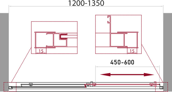 Душевой уголок BelBagno Unique-AH-1-120/135-100-C-Cr