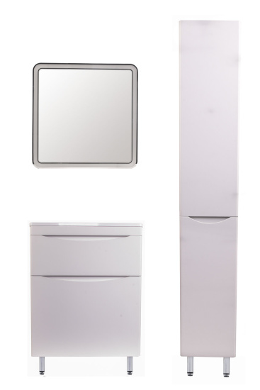 Тумба с раковиной Style Line Бергамо мини 60 2 ящика Люкс антискрейтч белая, Plus напольная