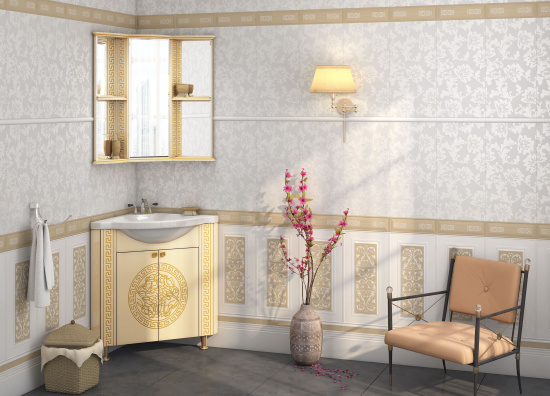 Зеркало-шкаф Misty Olimpia Lux 60 угловой R бежевая патина