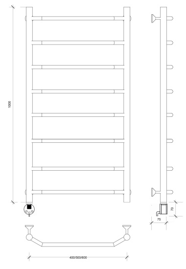 Полотенцесушитель электрический Secado Агата 1 100/50 L, хром
