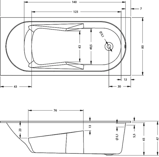 Акриловая ванна Riho Lazy 180x80 см
