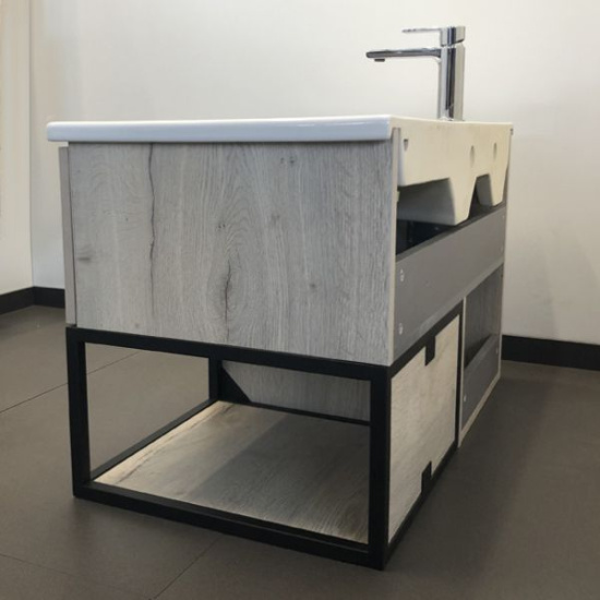 Тумба с раковиной Comforty Мальме 90, подвесная, дуб дымчатый