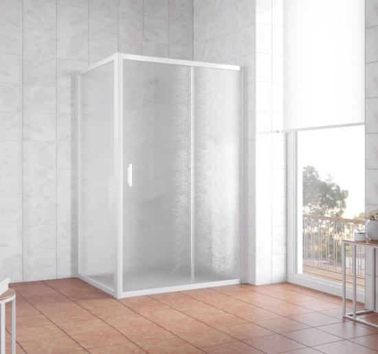 Душевой уголок Vegas Glass ZP+ZPV 140*80 01 02 профиль белый, стекло шиншилла