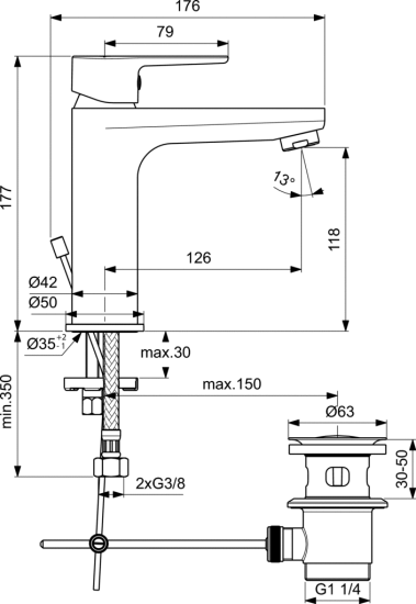 Смеситель для раковины Ideal Standard Sesia BC201AA