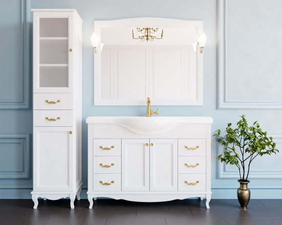 Пенал ValenHouse Эллина 40 L белый, фурнитура золото