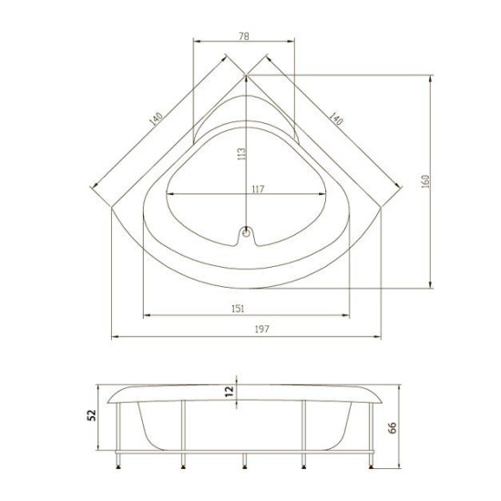 Акриловая ванна Aquatika Тема 140 3D