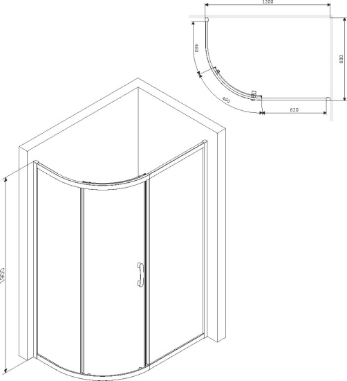 Душевой уголок Am.Pm Like W83G-302U120CG64 120x80 профиль матовый хром, стекло тонированное