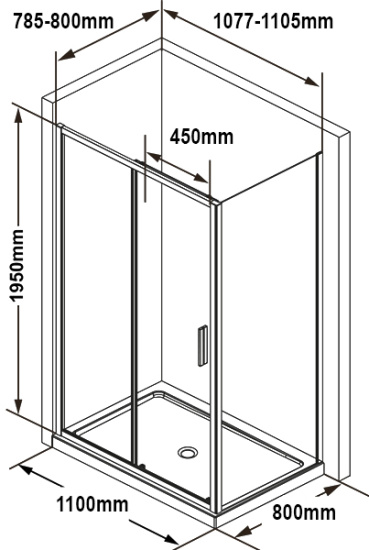 Душевой уголок Ravak BLSDP2 110x80, профиль черный