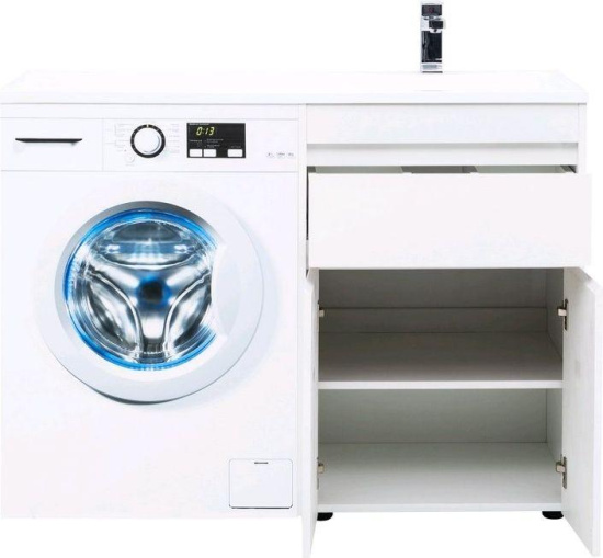 Тумба с раковиной Aquanet Токио 120 R белая напольная, 1 ящик, 2 дверцы