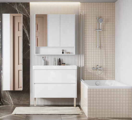 Тумба с раковиной Aquaton Сканди 90 белый глянец