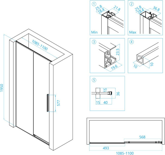 Душевая дверь в нишу RGW SV-12 110х195