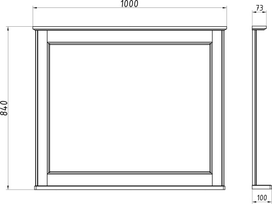 Зеркало ASB-Woodline Прато 100 белое, патина серебро