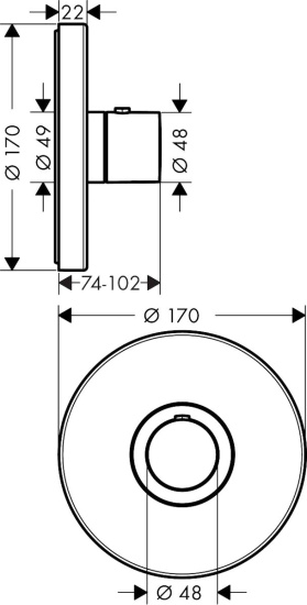 Смеситель для душа Axor ShowerSelect HighFlow 36721000 термостат, хром