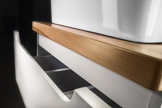 Мебель для ванной Jorno Wood 60, белая, светлая столешница