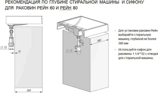 Тумба с раковиной Aquaton Лондри 20 L, под стиральную машину