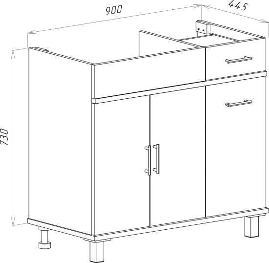 Тумба с раковиной Misty Купер 90 L с бельевой корзиной