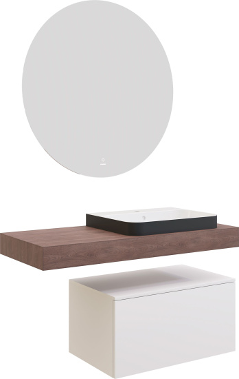 Мебель для ванной с раковиной Duravit Happy D.2 Plus 60: столешница 120, дуб карпентер, без отверстий + тумба 80