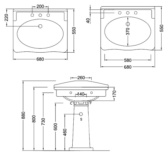 Раковина Caprigo Boheme 68 см