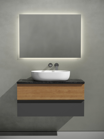 Тумба с раковиной Sancos Delta 100 дуб красный/графит, DL100GR