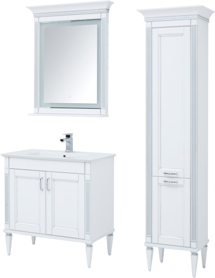 Тумба с раковиной Aquanet Селена 90 серебро, 2 двери