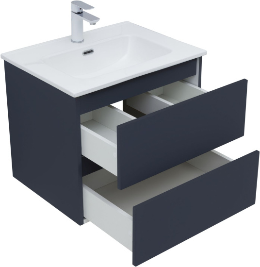 Тумба с раковиной Aquanet Вега 2.0 60 2 ящика, маренго, раковина Flat