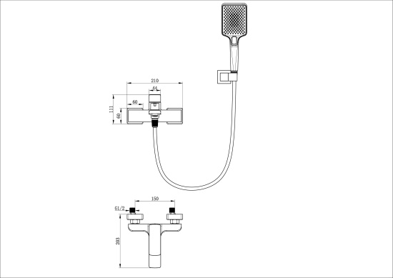 Смеситель для ванны Wonzon & Woghand Edge WW-88639003A-MB