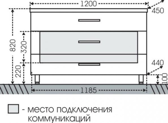 Тумба с раковиной СанТа Виктория 120 напольная