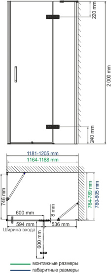 Душевой уголок Wasserkraft Aller Black 10H06RBLACK 120x80 см